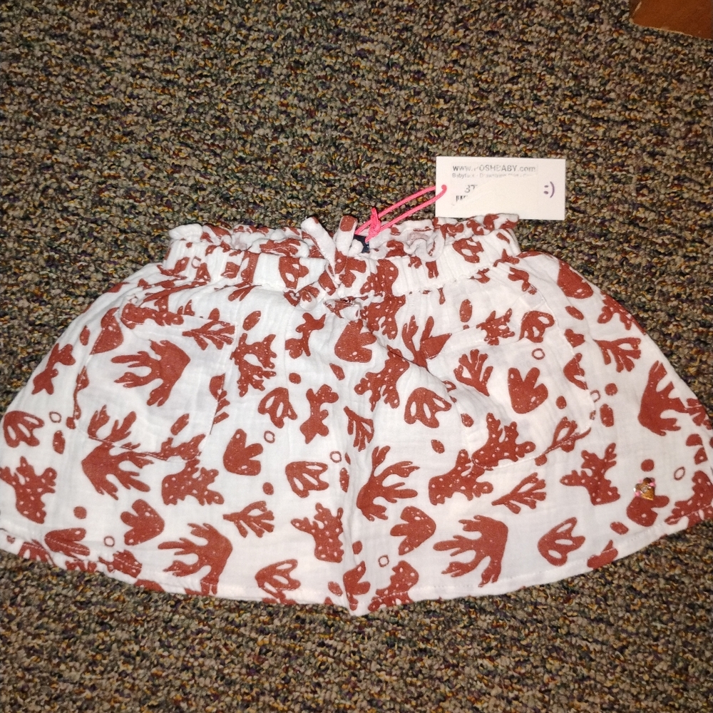 Posh White and Brown Floral Skirt